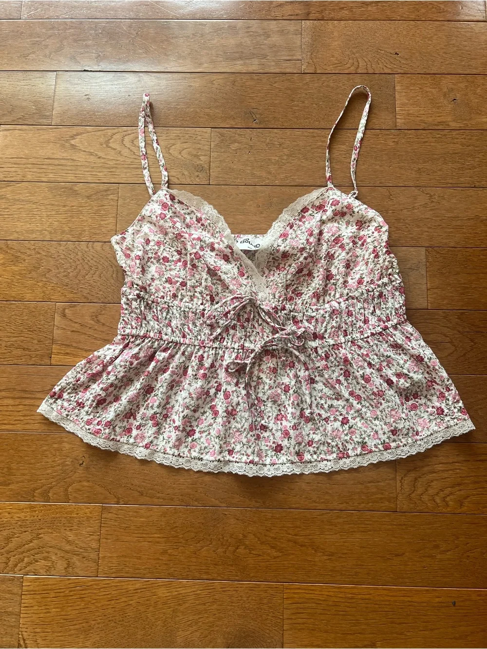 💕No Boundaries Pink Floral Lace-Trim Cami Tank-M-NWT💕